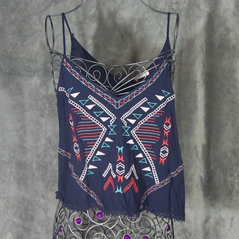 Lush size M navy tribal print tank top